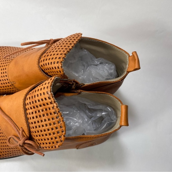 Casta Ravva Camel Brown Perforated Leather Ankle Boots EU 40 (US 9-10) - Picture 4 of 16